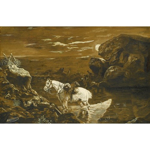 Horse Watering at the Edge of a Battlefield